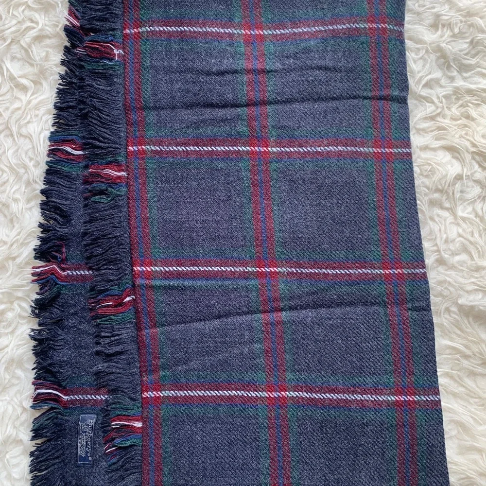 Burberry Vintage Wool Square Scarf Navy striped Multicolor